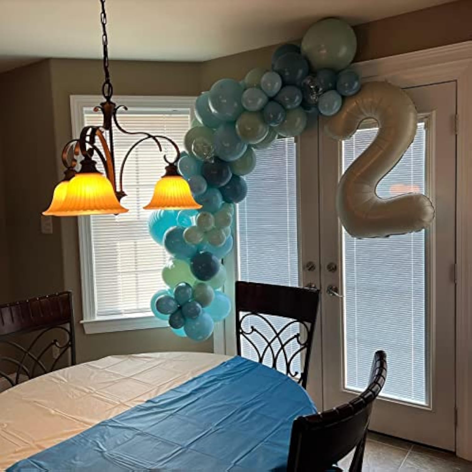 Slate Blue Balloon Arch Kit,Baby Blue Light Green Balloons For Baby Shower Boy Birthday Party Backdrop Decoration,Pastel Seaside Balloon Garland Arch