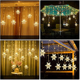 Snowflakes Led Curtain Lights, 13Ft/4M 96 Led Snowflake String Lights, Christmas Snowflakes Lights, 8 Lighting Modes, Wa