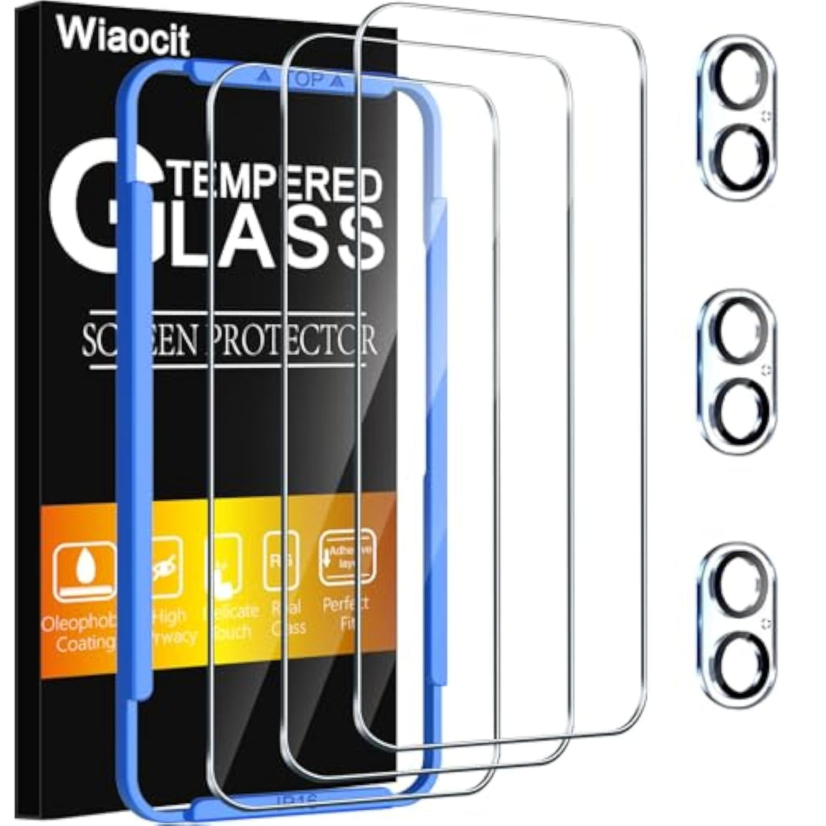 3 Pack Tempered Glass Screen Protector For Iphone 16 With 3 Pack Camera Lens Protector, 9H Hardness, Bubble Free, Case Friendly