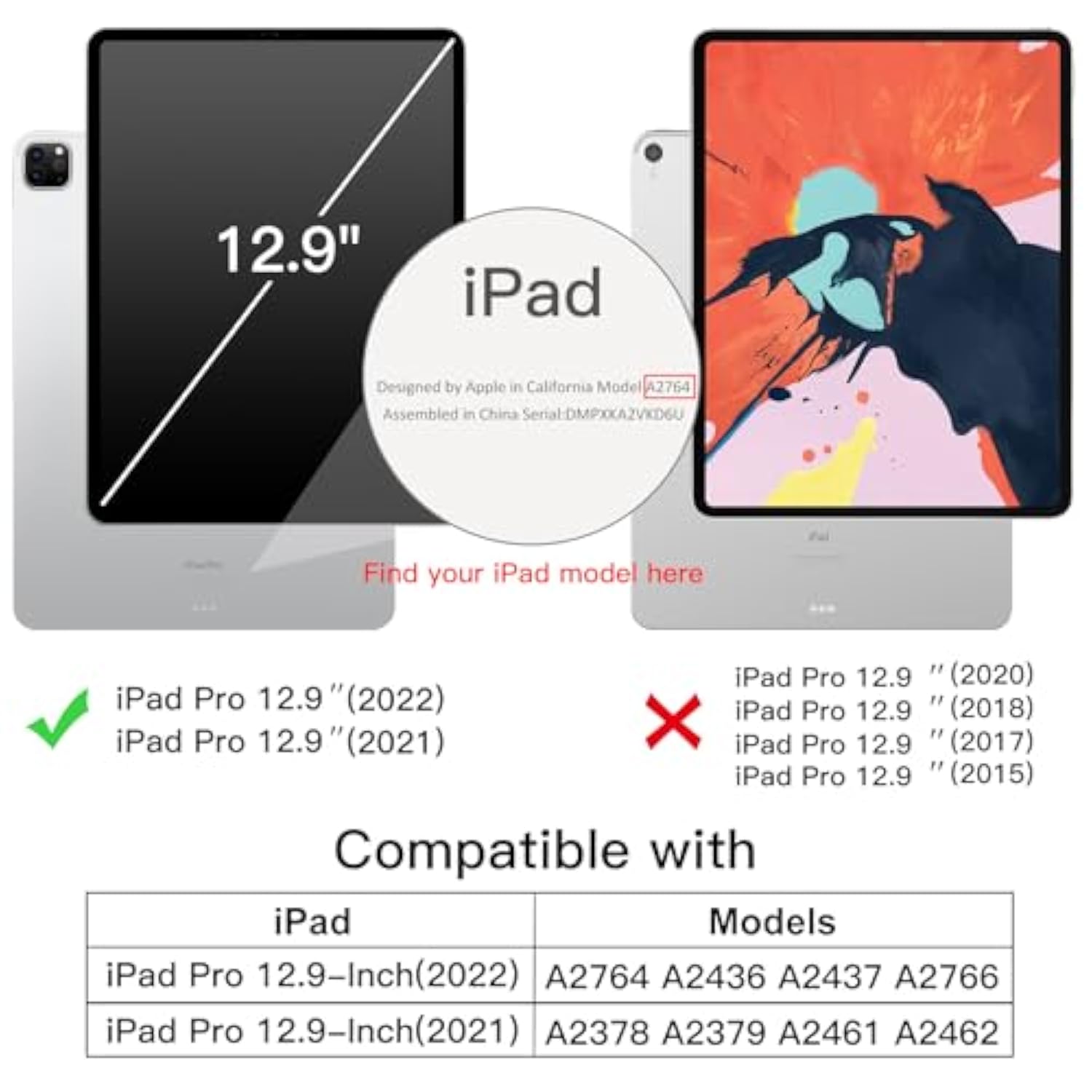 JETech Case for iPad Pro 12.9-Inch (6th/5th Generation, 2022/2021 Model) with