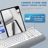 Ergonomic Wireless Keyboard, 2.4Ghz Cordless Usb Full-Size Keyboard With Wrist Rest, Quiet Design & Numeric Keypad, Phone Holder For Desktop, Laptop, Pc, Mac, Windows -Silver White