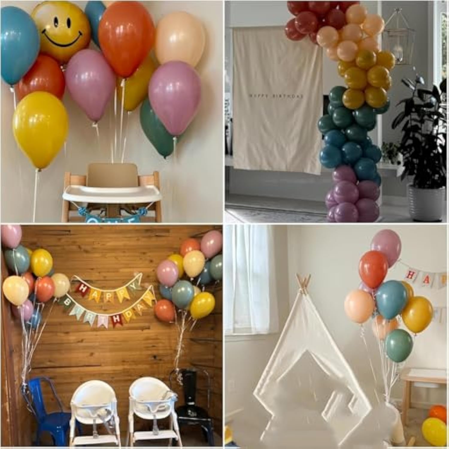 60pcs Rainbow Latex Balloons, 12inch Assorted Colors for Boho Birthday Decor