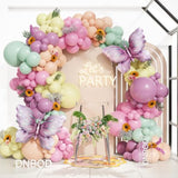 144Pcs Pastel Pink Purple Butterfly Balloon Arch Garland Kit,With Big Butterfly Foil Balloons,For Spring Floral Fairy Wonderland Baby Shower Girl Princess Birthday Tea Party Decorations