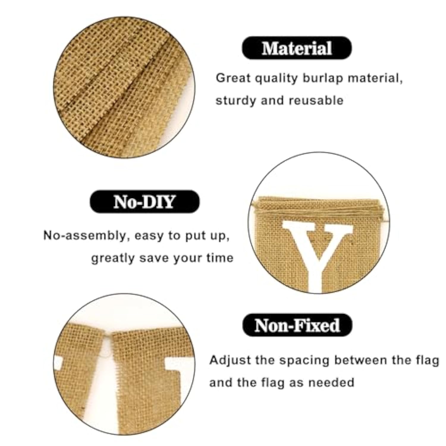 No-DIY Burlap Happy Birthday Banner – Rustic Brown Bunting for Party Decor & Photo Backdrop