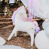 Giant Standing Unicorn Balloon 37.5X34 Inch, Stylish White Self-Standing Unicorn Foil Balloons 3D Rainbow Party Supplies Girl Birthday Baby Shower Decorations