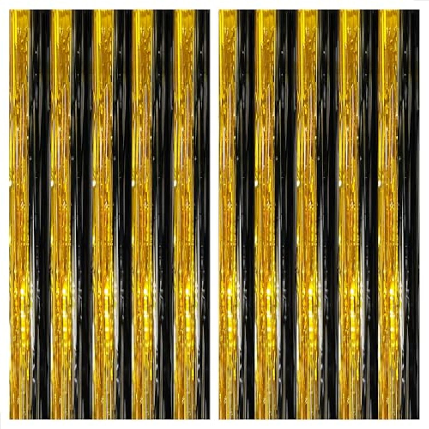 2-Pack Extra-Large Black & Gold Fringe Curtains 2026 NYE Backdrop