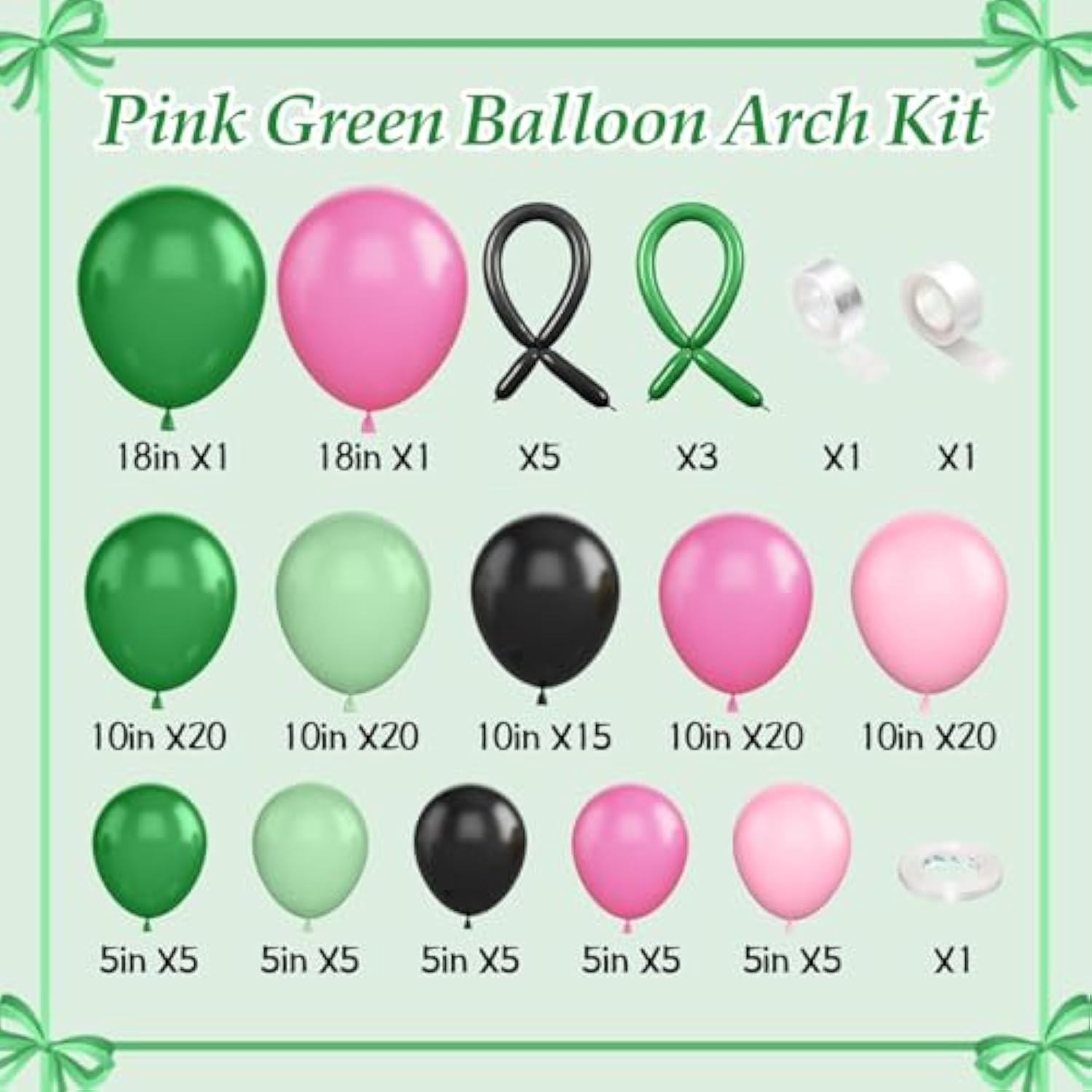 Pink Green Black Balloon Arch Kit,130Pcs Black Green Pink Witch Balloon Garland With Long Latex Balloons Different Size For Birthday Halloween Party Decoration
