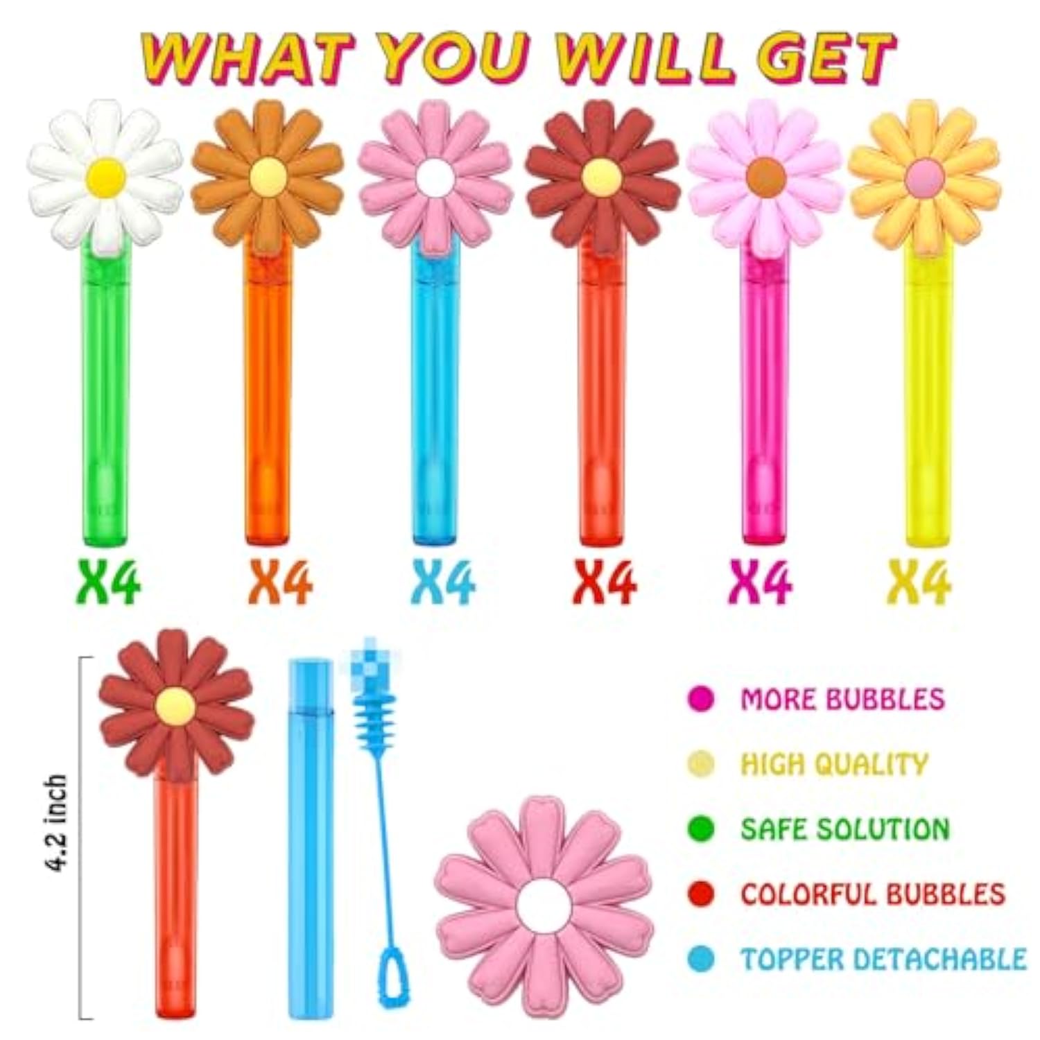 Groovy Party Favors,24Pcs Retro Hippie Daisy Bubble Wand For Groovy Birthday Party Supplies,Classroom Prizes Pinata Goodie Bag Stuffers Gifts