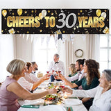 Happy 30th Birthday Banner Gold Glitter Sign for Anniversary & Celebration Decor