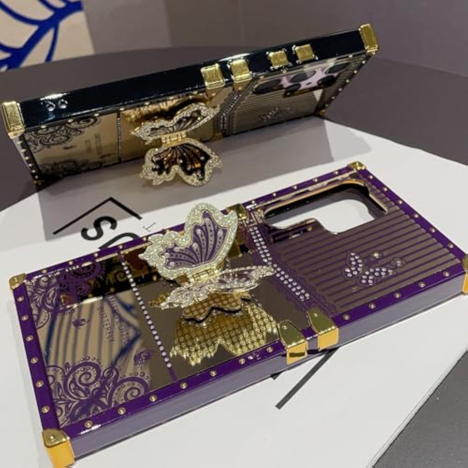 For Samsung Galaxy A16 5G Kickstand Case,Cute Luxury Glitter Bling Sparkly Diamond Butterfly With Foldable Stand Elegant Mirror Back Shockproof Women Girls Protective Case For Galaxy A16,Pink