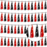 4P Black Red Foil Fringe Tassel Banner Garland Metallic Tinsel Streamers Wall Hanging Curtain Backdrop Banner For Parade Floats, 2024 Graduation Decorations, Father'S Day Party Decoration