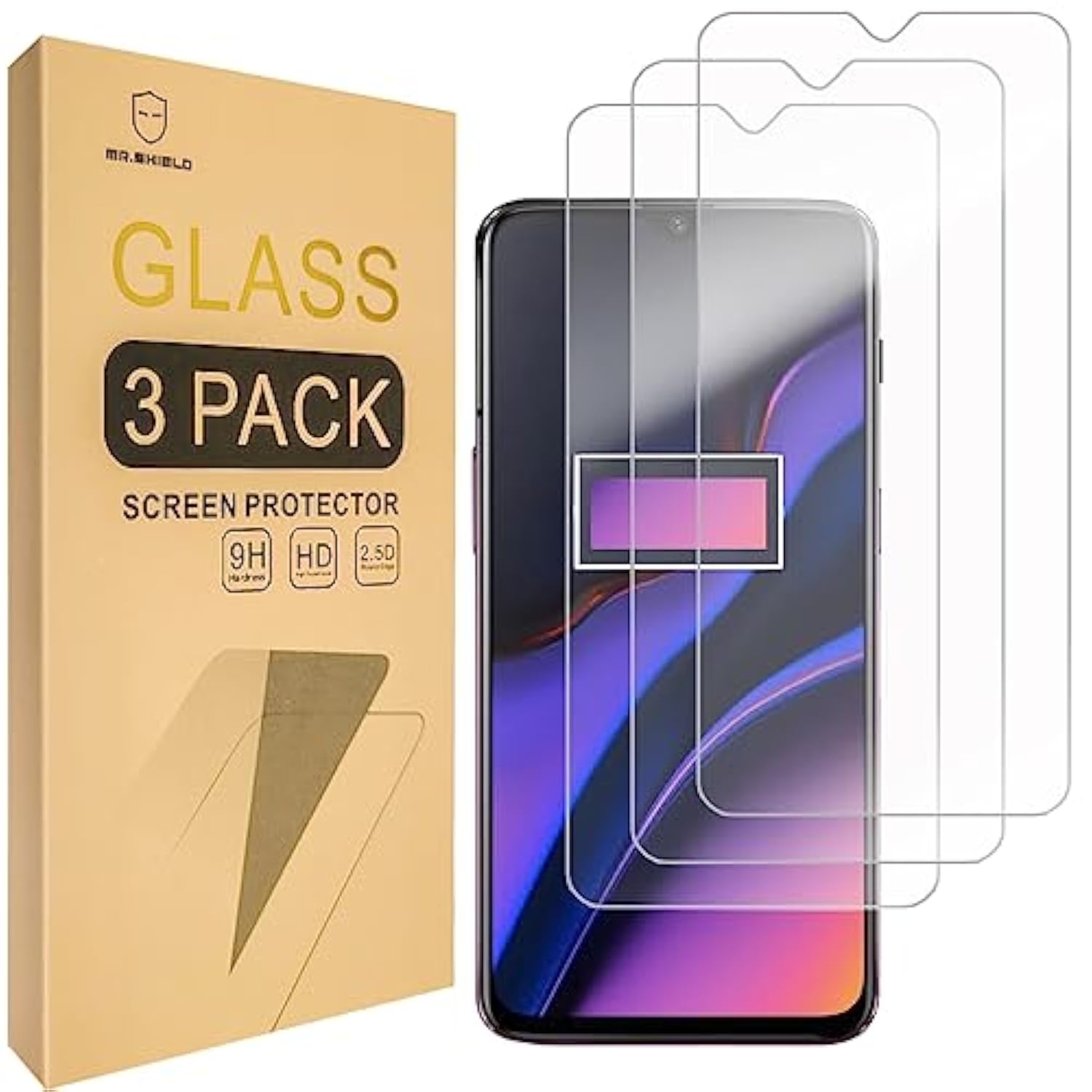 [3-Pack] Designed For Oneplus 6T / Oneplus 7 [Tempered Glass] Screen Protector [Japan Glass With 9H Hardness] With Replacement