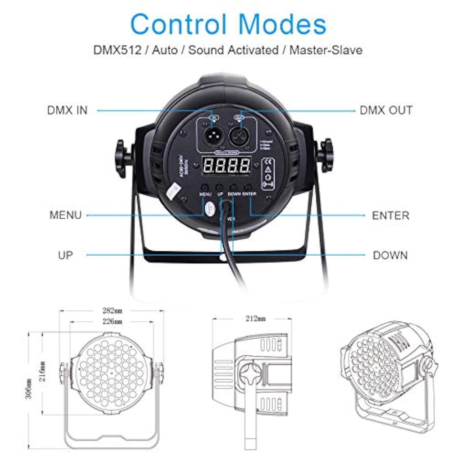 Dj Lights Dmx Sound Activated, 54 X 3W Led Par Lights Rgb Stage Light Dmx, Dj Par Lighting For Church, Concert, Wedding, Party, Bar, Stage Lighting (1)