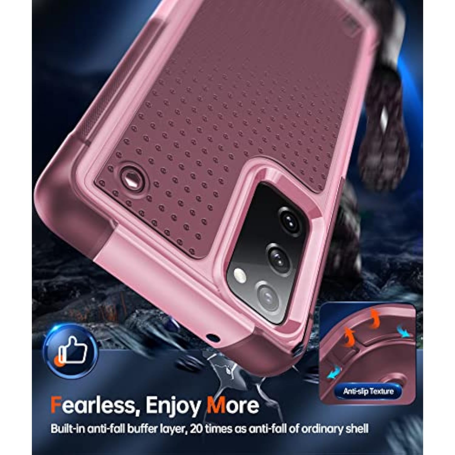 For Samsung Galaxy S20-Fe 5G Case: S20 Fe 5G Phone Case With 2 Pack Screen Protectors, Heavy Duty Pc Back & Soft Bumper Cell Phone Case Cover For Samsung S20Fe 5G/S 20Fe, Red Pink