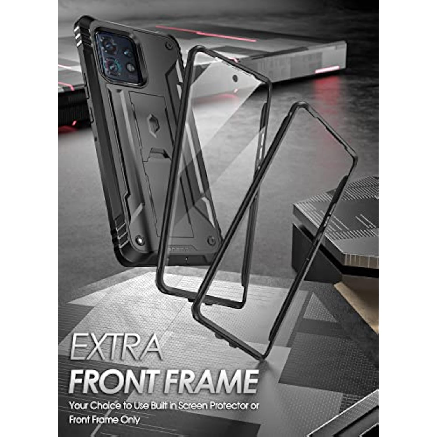 Revolution Case For Motorola Moto Edge Plus 5G 2023[Not For 2022 Version],[20Ft Mil-Grade Drop Tested], Full-Body Shockproof Protective Cover With Kickstand And Built-In-Screen Protector, Black