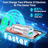 ?Mfi Certified?Iphone 15 Car Charger Fast Charging, 66W Usb-C Dual Pd&Qc Car Power Cigarette Lighter Usb Charger With 2Pack Type-C Cable For Iphone 15/15 Pro Max/Galaxy S24/S23/Pixel/Ipad Pro