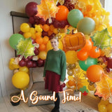 Fall Thanksgiving Balloon Arch Kit Green Red Yellow Orange with Maple Leaf for Baby Shower