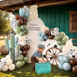 Cow Print Balloon Arch, 153 Pcs Cowboy Party Decoartion Kit - Dusty Sea Blue Oliver Green Dark Coffee Cream Western Farm Cow Balloons Grand For Baby Boy Shower Birthday Rodeo Theme Party Supplies