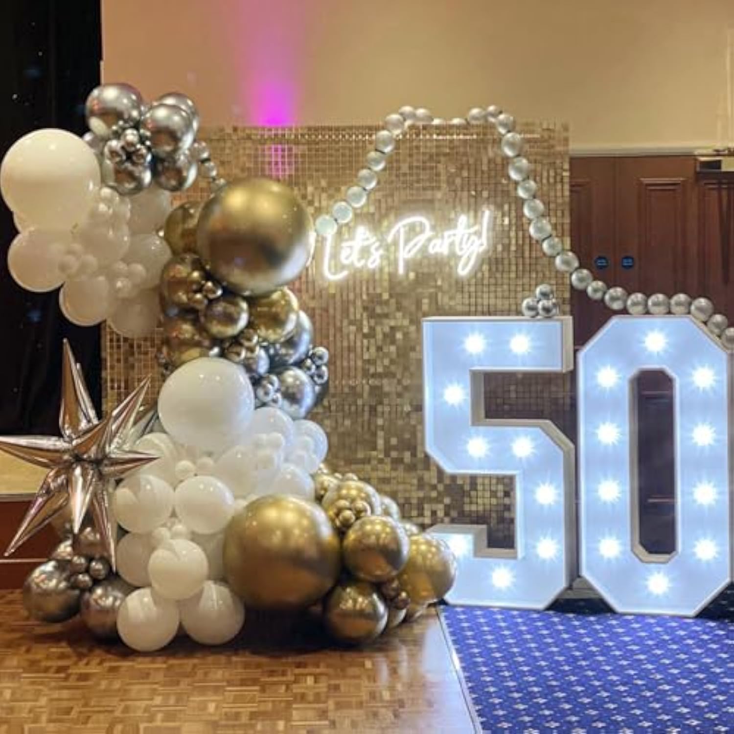 60pcs Gold Silver White Balloons Set - 12" Metallic & Confetti Party Decor