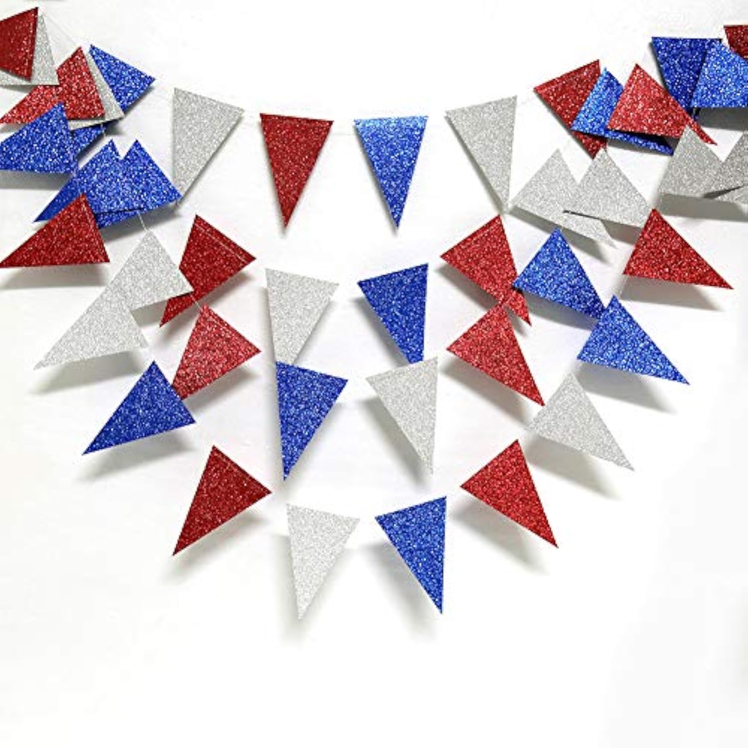Red White Blue Patriotic Triangle Flag Banner Fourth Of July Decorations 4Th July Garland Pennant Bunting Decor Memorial Day Usa Party Decorations For Independence Day Parade