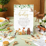 321 Pcs Woodland Animal Baby Shower Game Supply For Girl Or Boy 5 Set Include 50 Activity Card 20 Pencil 1 Don'T Say Baby Sign 50 Clothespin For Price Is Right Prediction Bingo Party Decor