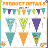 5 Pcs Cartoon Dog Triangle Pennant Banner Orange Blue Purple Green Pet Paw Paper Flag For Cartoon Adventure Dog Theme Birthday Baby Shower Party Decor