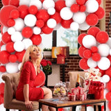 Red White Balloon Garland Arch Kit - 122Pcs White And Red Balloons Red