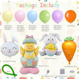 Easter Balloon Garland Arch Kit, Pastel Rainbow Balloons Easter Decorations With Bunny, Carrot & Chicken Foil Balloons For Baby Shower Birthday Spring Party Decorations