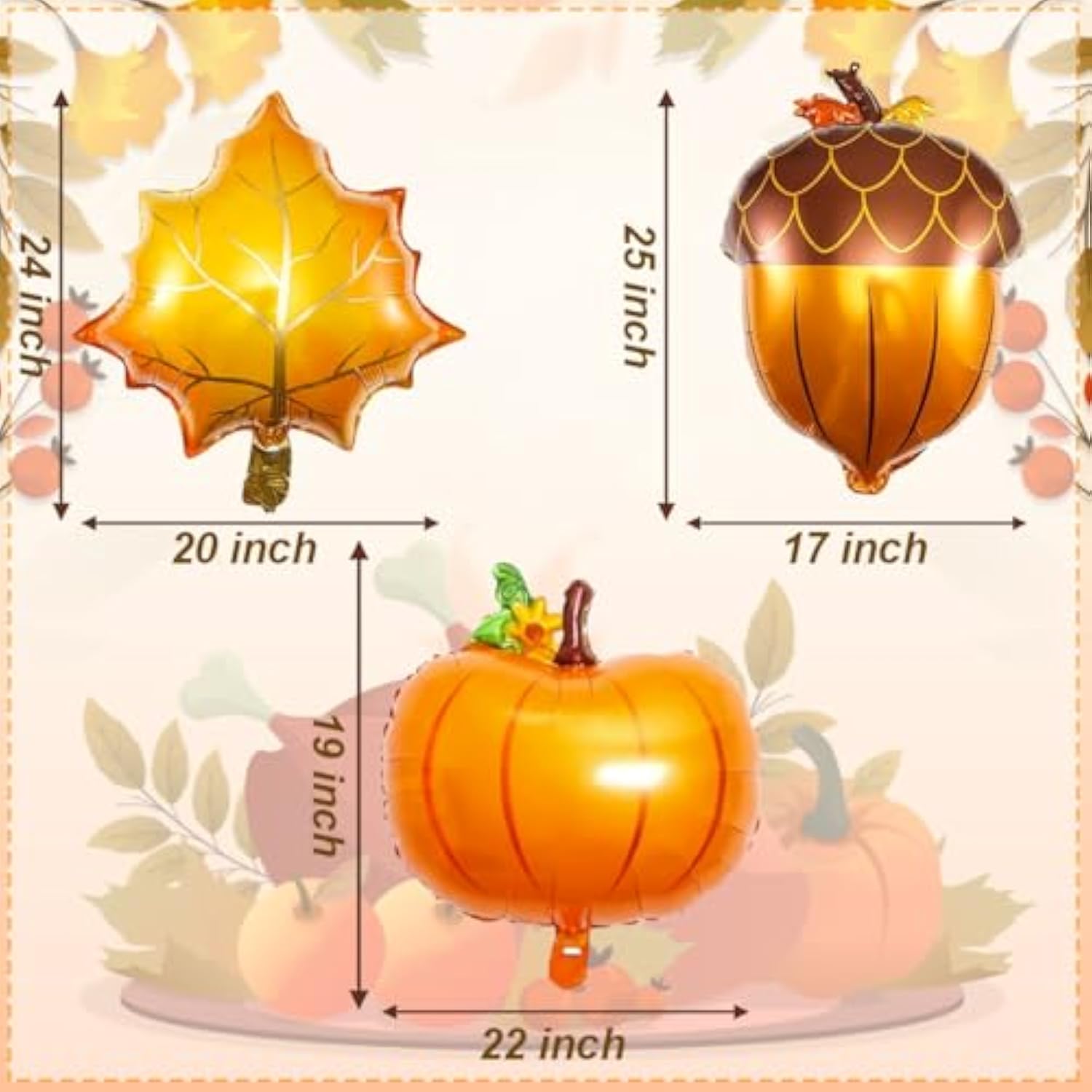 9pcs Fall Thanksgiving Balloons Pumpkin Pine Cone Maple Leaf Foil Balloons for Party Decor