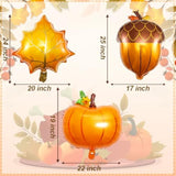 9pcs Fall Thanksgiving Balloons Pumpkin Pine Cone Maple Leaf Foil Balloons for Party Decor