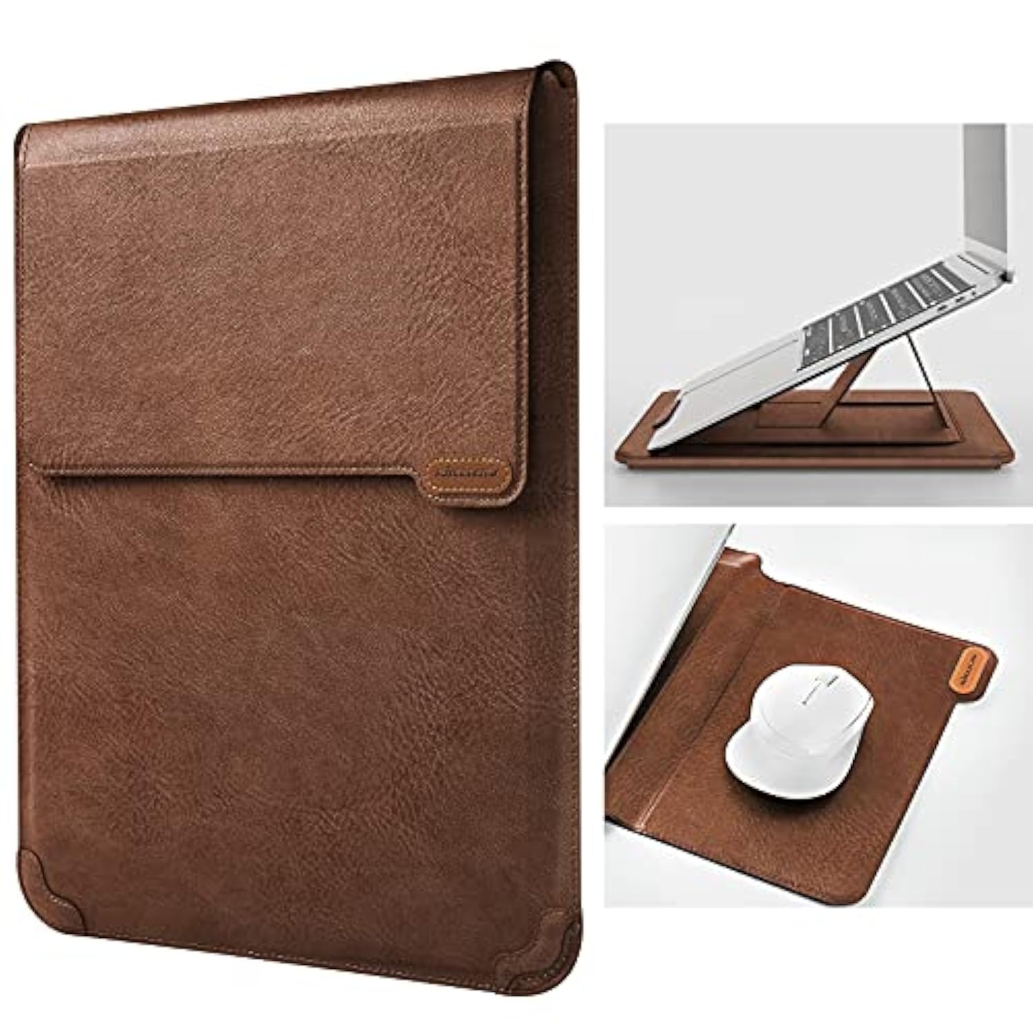 Laptop Sleeve 15.6 Inch,Macbook Air Sleeve Case With Laptop Stand And Mouse Pad,2 Stand Modes,Slim Protective Cover For Macbook Air M4,Air 15,Samsung/Hp/Dell/Asus 15-16 Inch Notebook,Brown