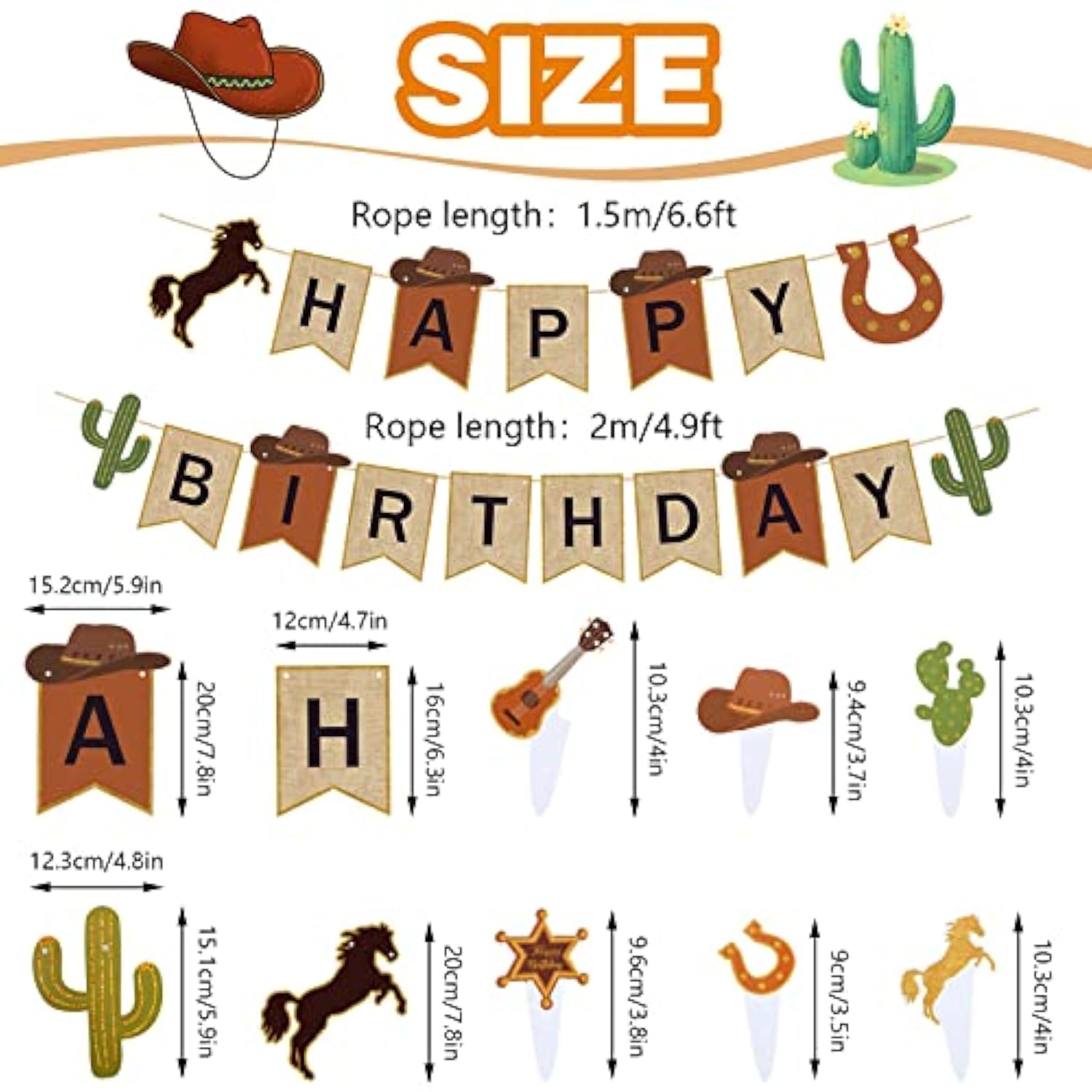60 Pcs Western Cowboy Birthday Party Decoration, Rodeo Retro Theme Party Supplies Horse Balloons Happy Birthday Banner Cake Topper Hanging Swirls Balloons Kit Western Country Cowboy