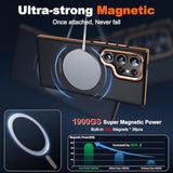 For Samsung Galaxy S24 Ultra Case, [Compatible With Magsafe] [Military Grade Protection] [Anty-Slip Grip] Gorgeous Protective Camera Bezel Galaxy S24 Ultra Magnetic Translucent Matte Case, Orange