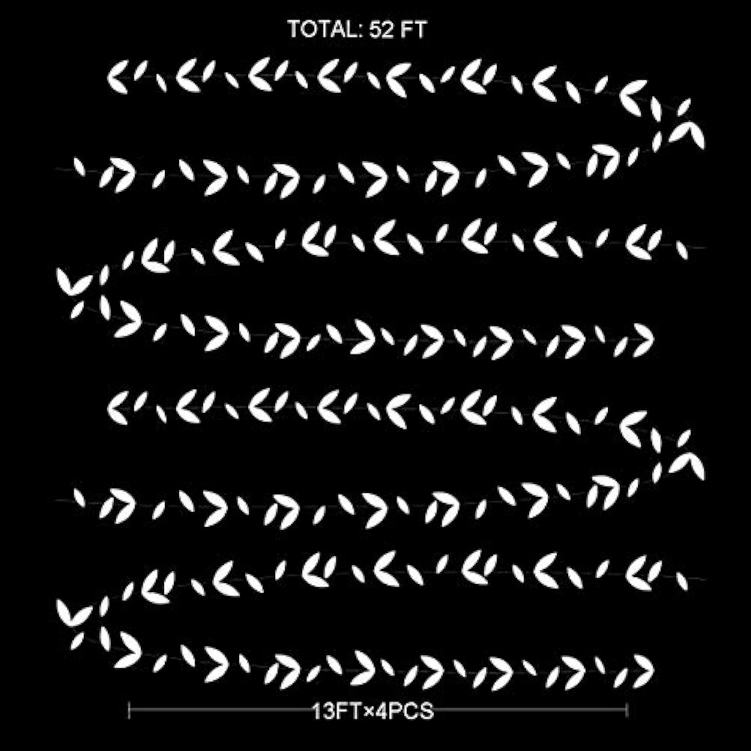 52 Ft White Party Decorations Leaf Garland Kit Paper Hanging White Lea