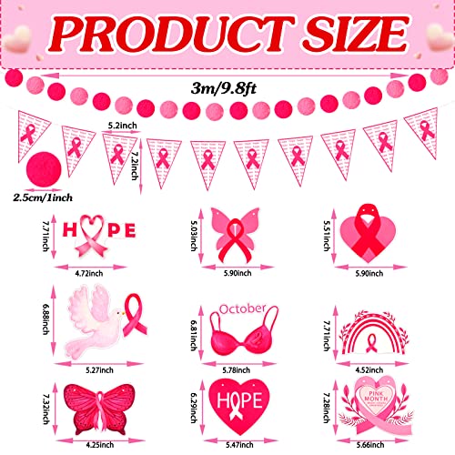 5 Pcs Breast Cancer Awareness Banner 118" Pink Ribbon