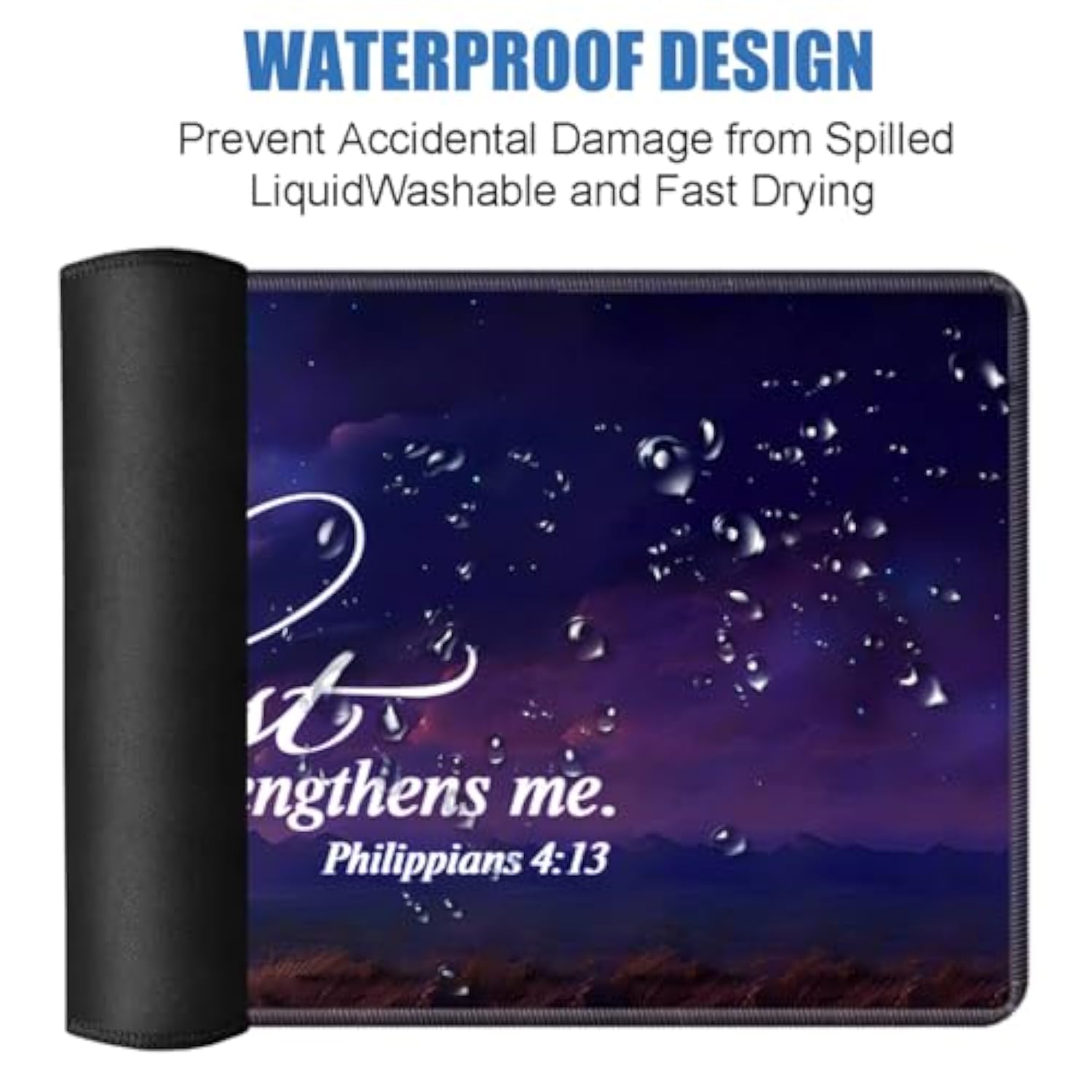 Desk Pad Mat Gaming Mouse Pads With Coasters, Large Extended Gaming Mousepad (31.5 X 11.8 Inch) With Non-Slip Base & Stitched Edge For Home Office Work Gaming, Bible Verse Philippians 4:13