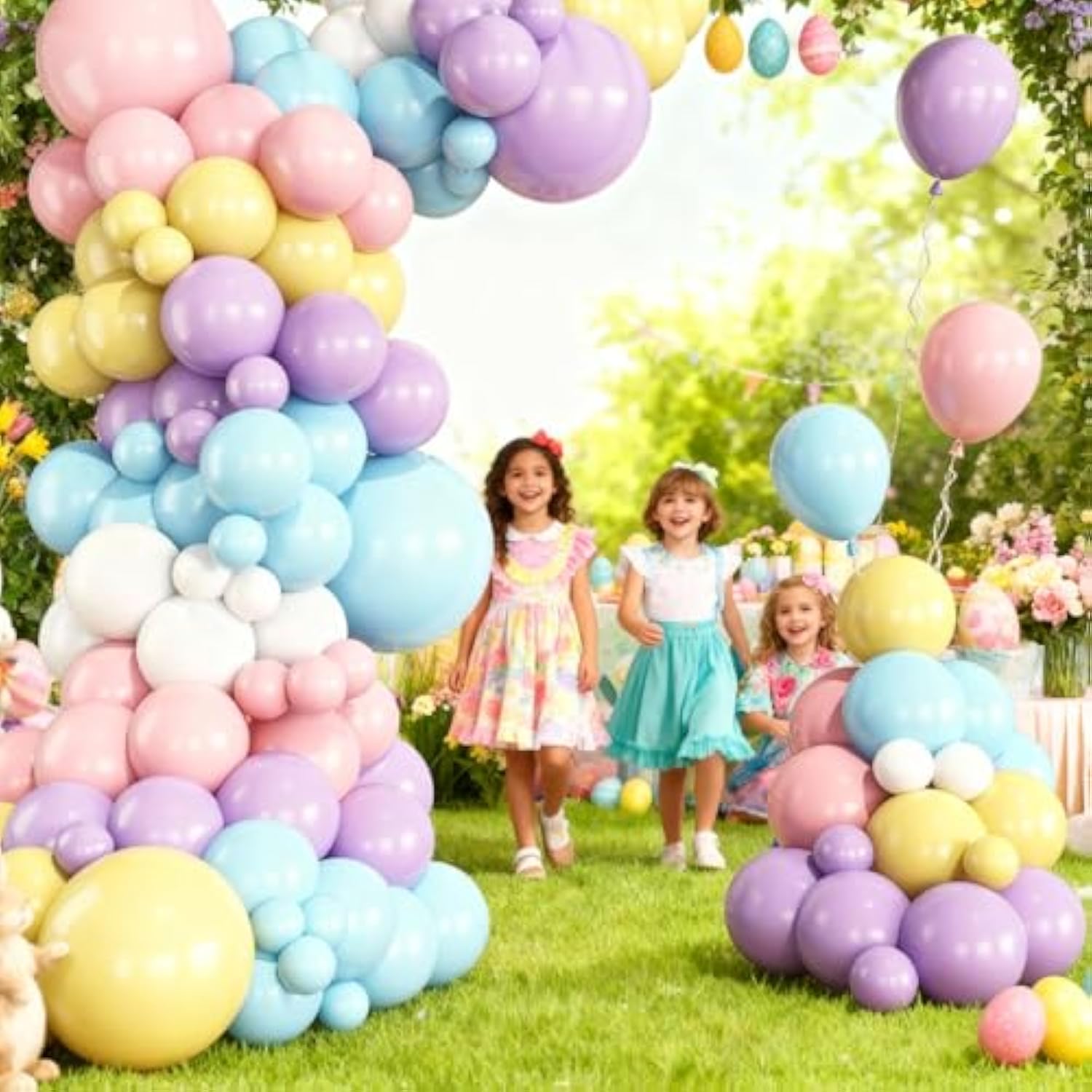 Pastel Rainbow Easter Balloon Garland Arch Kit, 144Pcs Macaron Easter Spring Balloons Arch Kit For Spring Birthday Baby Shower Wedding Party Decorations
