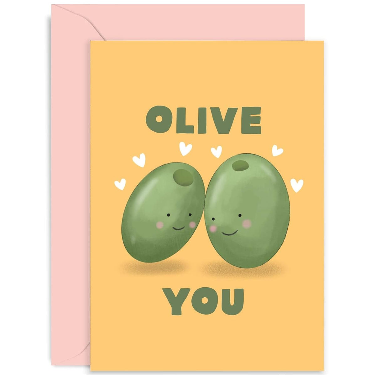 Old English Co. Funny Anniversary Card For Him Her - Cute Romantic Olive You Pun Card For Wife, Husband, Boyfriend, Girlfriend | Blank Inside With Envelope