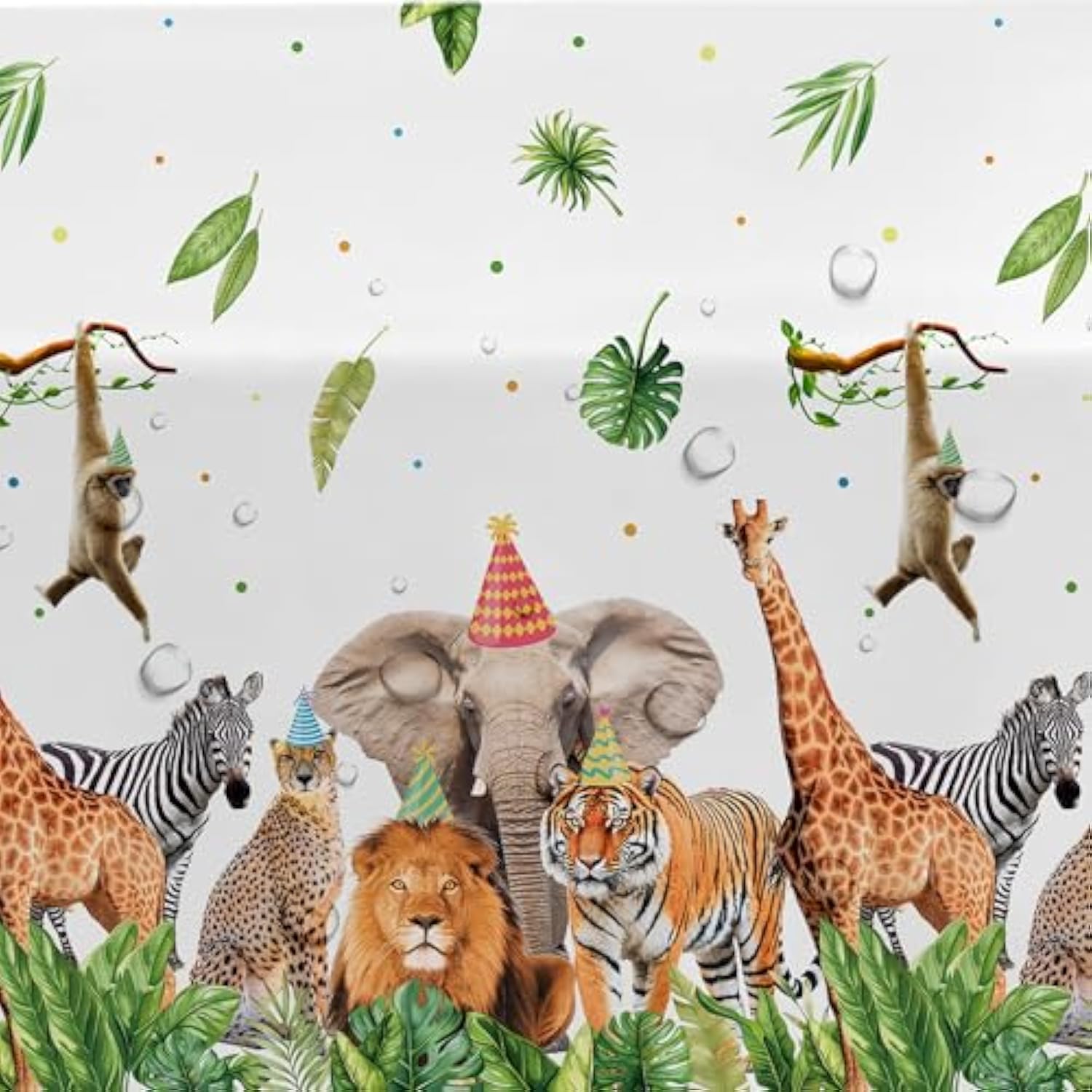Jungle Animal Safari Party Decorations Tablecloth For Birthday Baby Shower, 3 Pack Disposable Zoo Wild Animals Birthday Party Supplies Table Cover, 55In X 86In