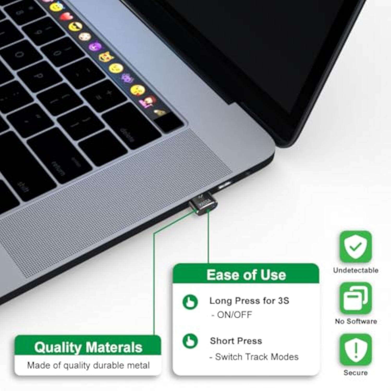 Mouse Jiggler, Undetectable, Usb Mouse Mover With Switch Button, Automatic Jiggler With 3 Jiggle Modes, Safe, Secure, Keep Computer/Laptop Awake, Black