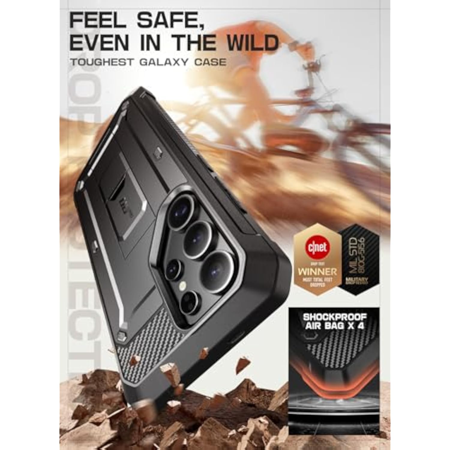 Samsung Galaxy S25 Ultra SUPCASE Case with Screen Protector, Black