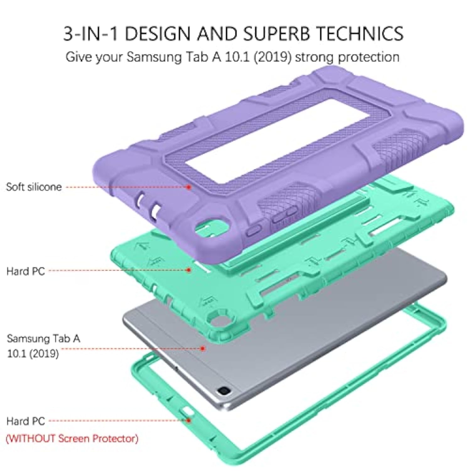 Compatible With Samsung Galaxy Tab A 10.1 2019 Case Sm-T510 T515 Kickstand 3 I
