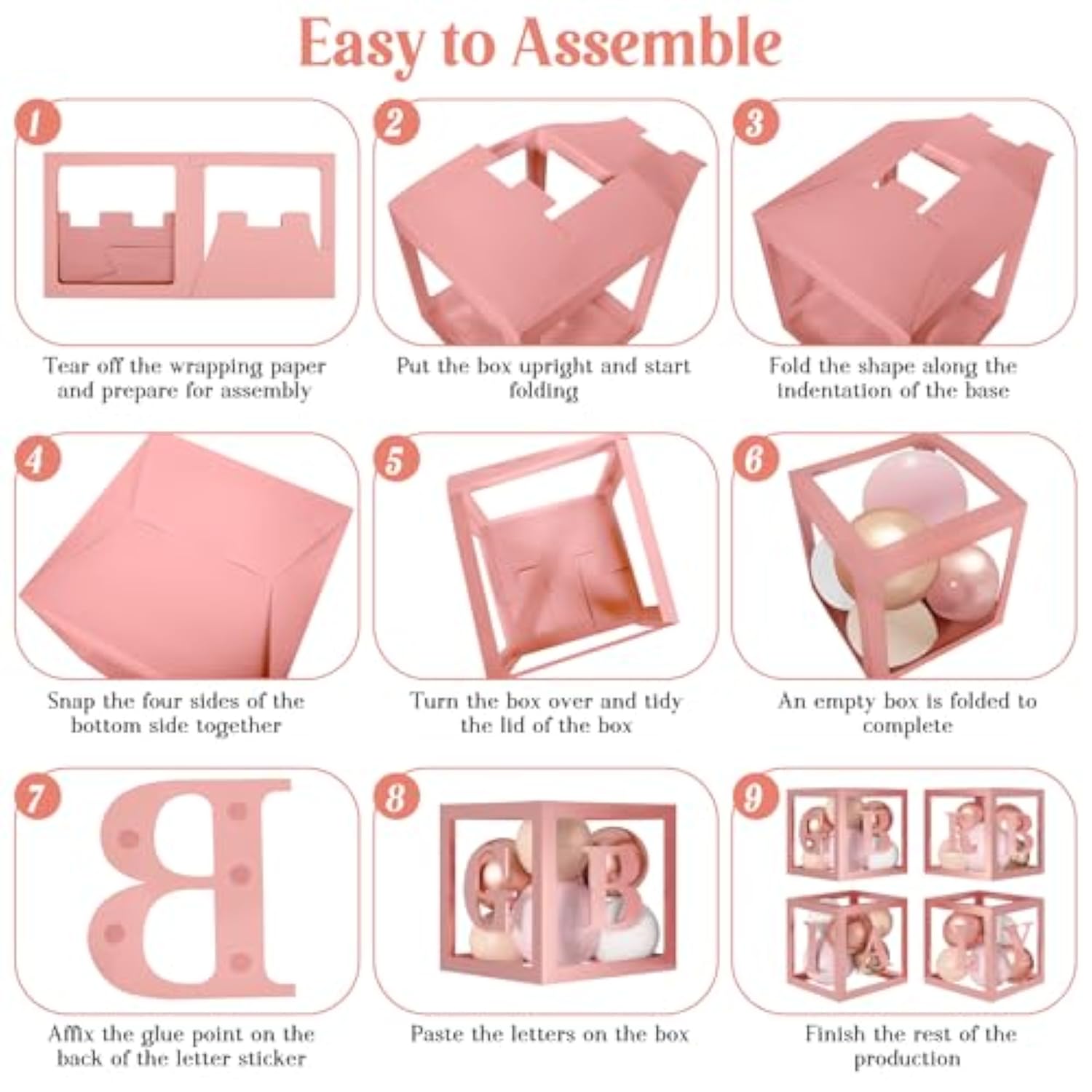 Rose Gold Baby Shower Balloon Arch Kit with Butterfly Décor & Letter Boxes, 135pcs