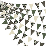 32Ft Camouflage Pennant Banner, Fabric Bunting for Military, Army, Birthday Party