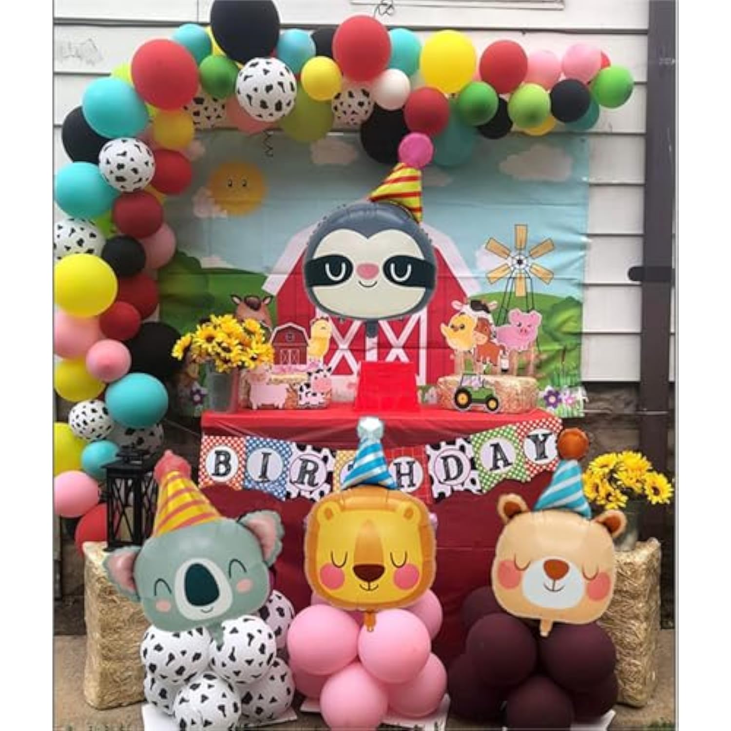 Lion Bear Koala Sloth Foil Animal Balloons Kids Baby Shower Birthday Party Supplies Children Jungle Themed Decorations Woodland Safari Animal Balloons 4Pcs