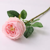 Artificial Austin Roses Valentines Day Decoration, 4 Pcs Real Touch Fake Flowers With Moist Fabric Petals, 17.7 Inch Fake Peonies For Wedding Home Decor(Pink)