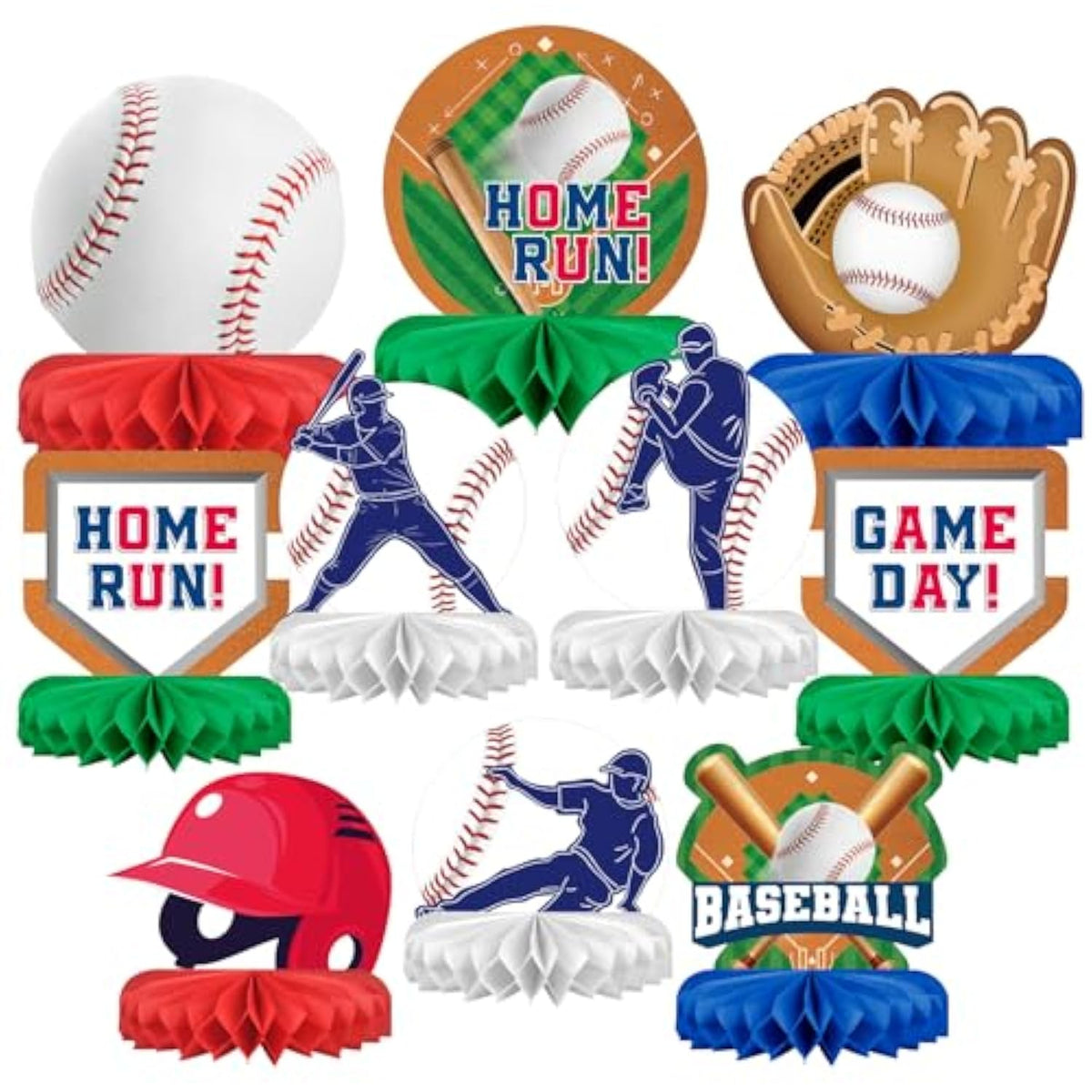 Baseball Party Supplies:Baseball-Themed Honeycomb Centerpiece For Baseball Birthday & Gameday Celebrations - Essential Decorations & Favors