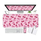 Gaming Mouse Mat Forest Background Pattern Xxl Xl Large Mouse Mat Long Extended Mouse Pad Desk Mat Non-Slip Rubber Mice Pads Stitched Edges (31.5 X 11.8)(Cute Cherry)