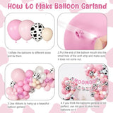 Pink Cow Balloons Garland Arch Kit, 140Pcs Pastel Pink Confetti Cow Print Balloons Moomoo Banners Foil For Western Cowboy Cowgirl Farm Animal Themed Baby Shower Birthday Party Decorations Supplies