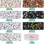 1900Pcs 7 Colors Round Letter Beads 4×7Mm Acrylic Alphabet Beads With 1 Roll Elastic String For Bracelet Necklace Jewelry Making Supplies